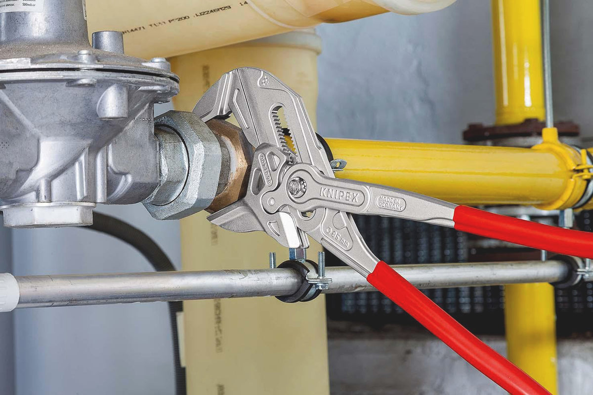 KNIPEX Zangenschlüssel 400 mm – Spannweite 85 mm, verchromt, mit Kunststoffüberzug
