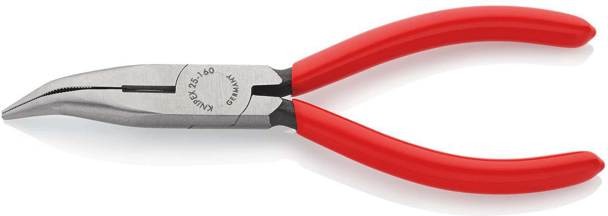 KNIPEX Flachrundzange 160 mm – 40° gewinkelte Backen, Schneide, Kunststoffüberzug