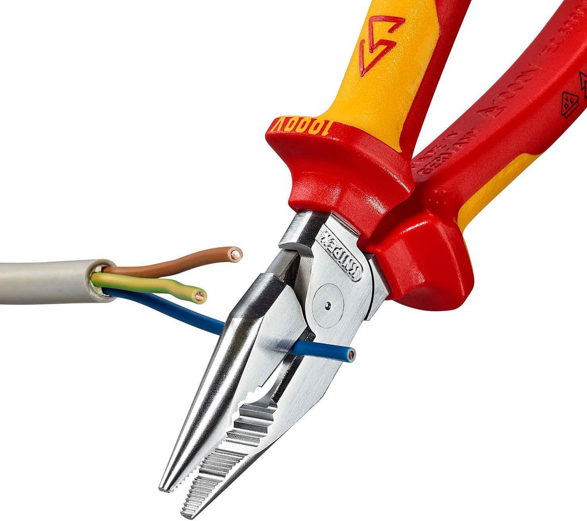 KNIPEX Spitzkombizange 145 mm VDE-isoliert, Mehrkomponentenhüllen, verchromt