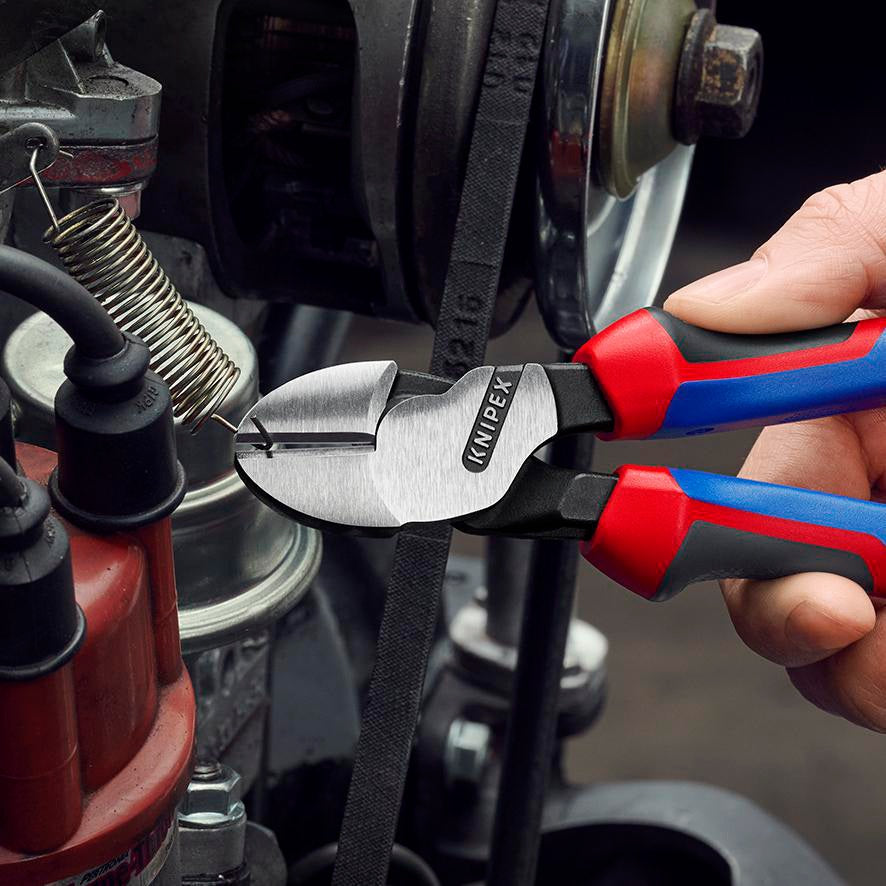 KNIPEX Kraftseitenschneider 140 mm, poliert, Form 0, Mehrkomponenten-Hüllen – 20 % Kraftersparnis