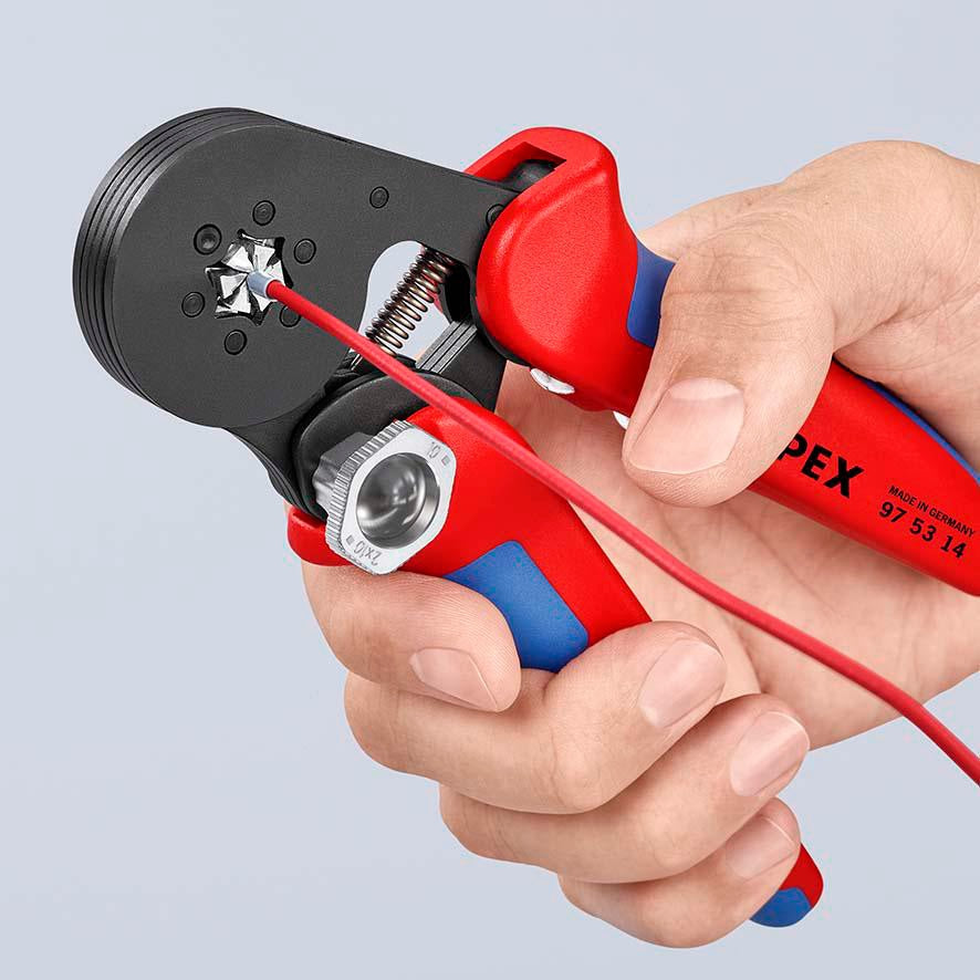 KNIPEX Aderendhülsenzange 180 mm selbsteinstellend 0,08–16 mm² – brünierter Kopf, Mehrkomponenten-Hüllen