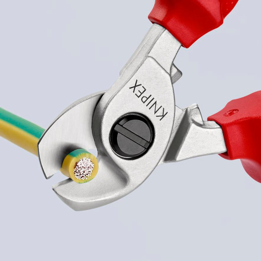KNIPEX Kabelschere 165 mm VDE-isoliert, verchromter Kopf, Mehrkomponenten-Hüllen, Form 2
