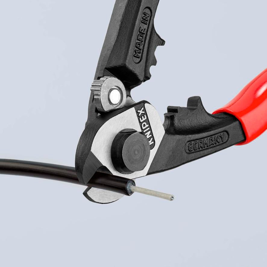 KNIPEX Drahtseilschere 190 mm – für harte Drahtseile, Kabel und Rundstahl, poliert