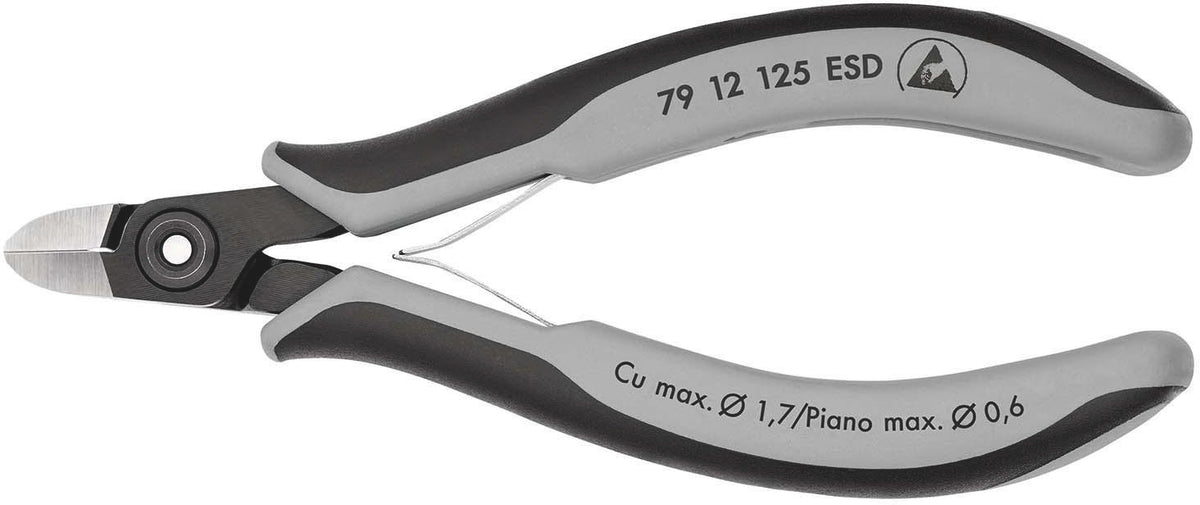 KNIPEX Präzisions-Elektronik-Seitenschneider 125 mm – ESD, induktiv gehärtete Schneiden, feinste Facette