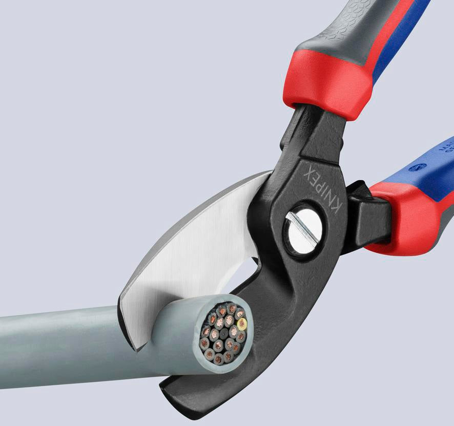 KNIPEX Kabelschere 200 mm Comfort-Griff – Doppelschneide für Kupfer- und Alukabel bis 20 mm Ø