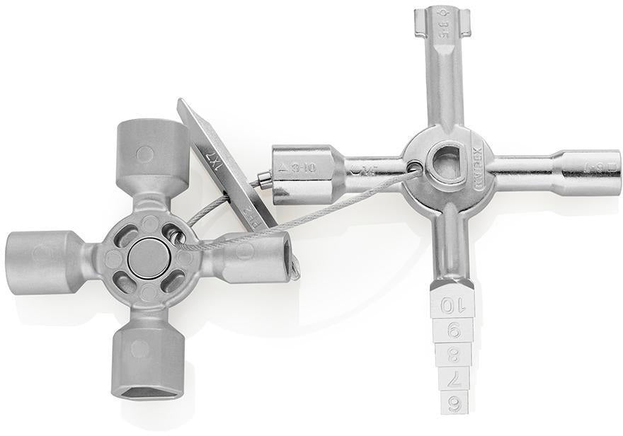 KNIPEX Schaltschrankschlüssel TwinKey® mit 6 Funktionen und Magnet-Verbindung