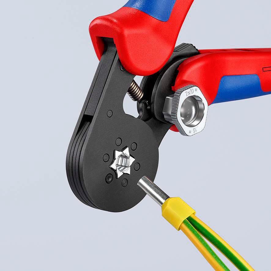 KNIPEX Aderendhülsenzange 180 mm selbsteinstellend 0,08–16 mm² – brünierter Kopf, Mehrkomponenten-Hüllen