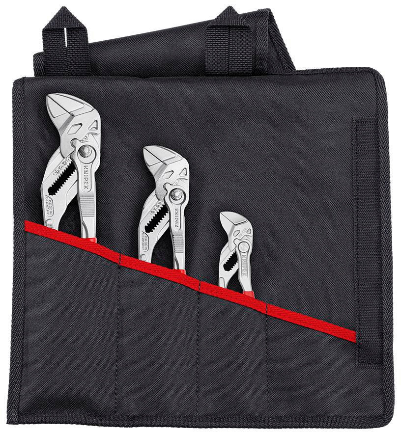 KNIPEX Zangenschlüsselset 5-teilig verchromt in Rolltasche – Zangen-Set für Handwerk & Werkstatt