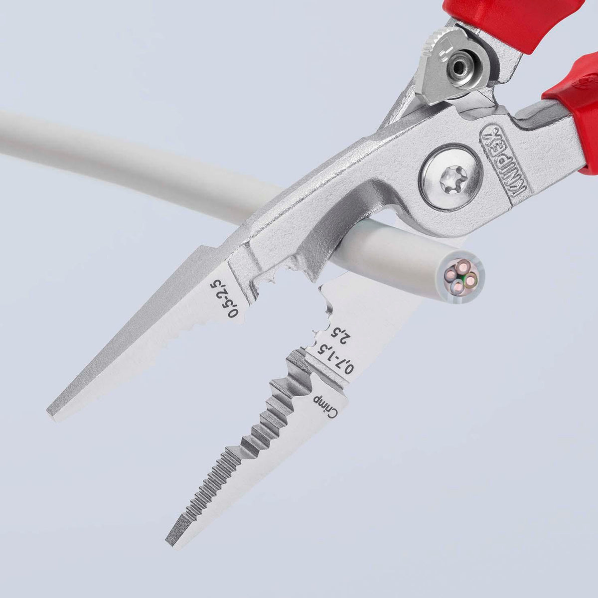KNIPEX Elektroinstallationszange 200 mm VDE isoliert – Multifunktionszange mit Öse