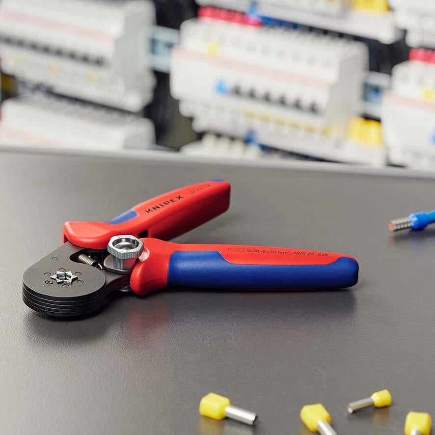 KNIPEX Aderendhülsenzange 180 mm selbsteinstellend 0,08–16 mm² – brünierter Kopf, Mehrkomponenten-Hüllen