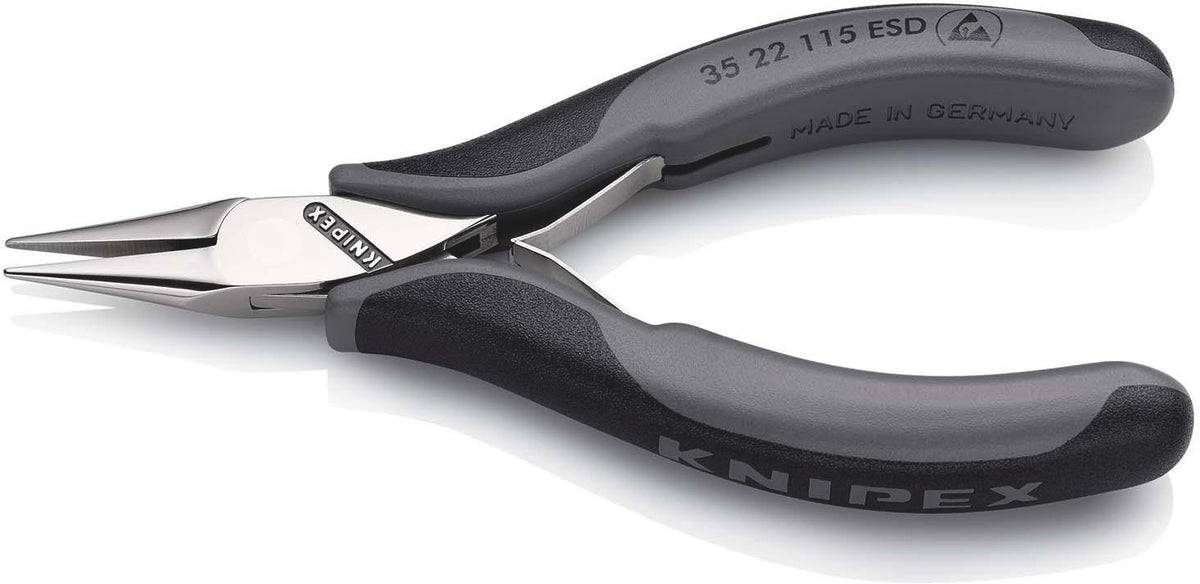 KNIPEX Elektronik-Greifzange ESD 115 mm – flachbreite Backen, spiegelpoliert, Form 3