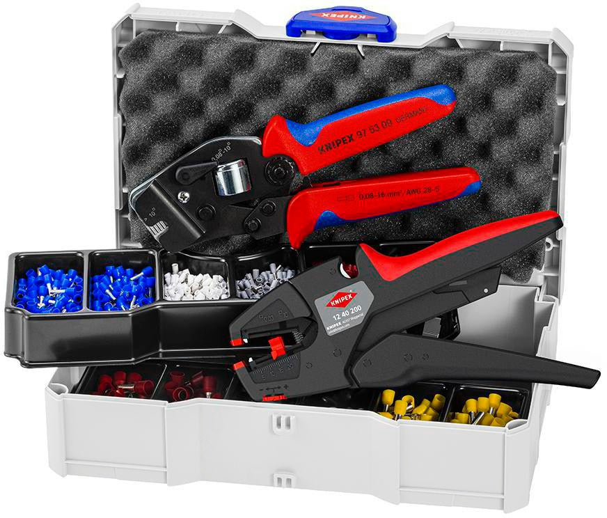 KNIPEX Aderendhülsensortiment 1252-tlg. 0,50-10,00 mm² mit Automatik-Abisolierzange im Systainer