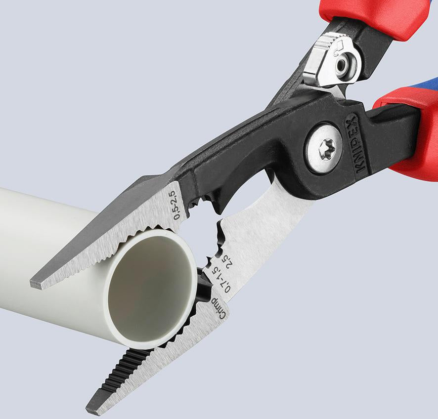 KNIPEX Elektroinstallationszange 200 mm Comfort-Griff – 6-in-1 Werkzeug für die Elektroinstallation