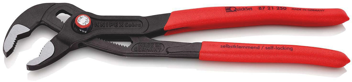 KNIPEX Cobra® Wasserpumpenzange 300 mm Quick Set – selbstklemmend, 30 Einstellpositionen, Spannweite 60 mm