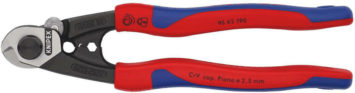 KNIPEX Drahtseilschere 190 mm – für harte Drahtseile, Kabel und Rundstahl, poliert