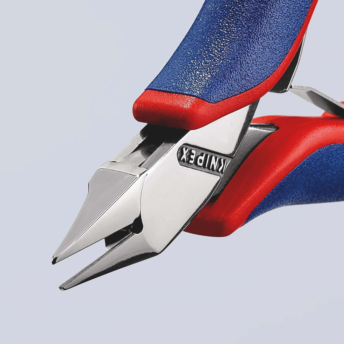 KNIPEX Elektronikseitenschneider 130 mm Form 0 mit Facette und 2K-Hülle, spiegelpolierter Kopf