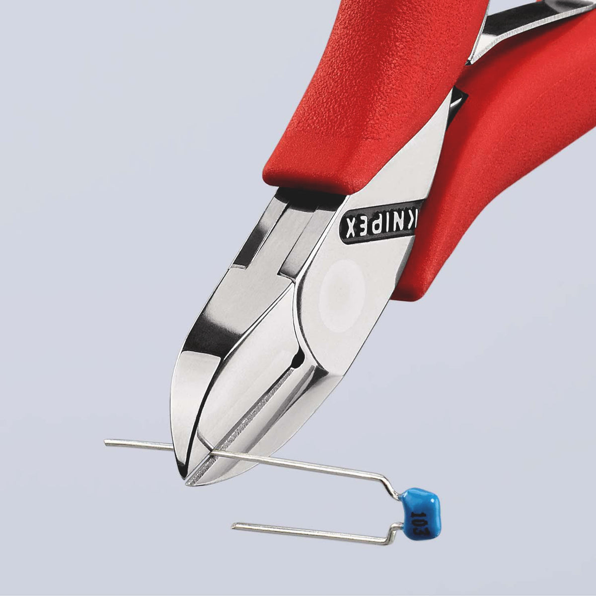 KNIPEX Elektronik-Seitenschneider 115 mm, spiegelpoliert, mit Facette und Öffnungsfeder