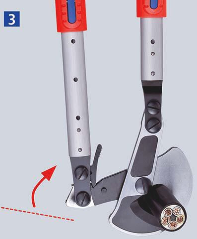 KNIPEX Kabelschere 570-770 mm mit Teleskopschenkeln und Ratschenprinzip für Kabel bis 38 mm