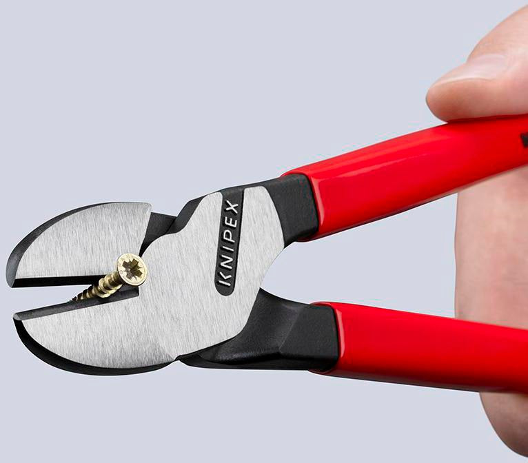 KNIPEX Kraftseitenschneider 140 mm poliert Form 0 – 20 % Kraftersparnis, Kunststoffüberzug