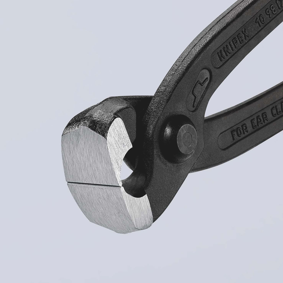 KNIPEX Ohrklemmenzange 220 mm – für 1-Ohr- und 2-Ohrklemmen, Kopf schwarz atramentiert