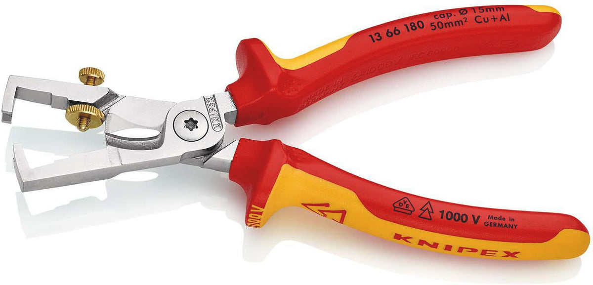 KNIPEX StriX Abisolierzange 180 mm VDE mit Kabelschere und Mehrkomponenten-Hüllen