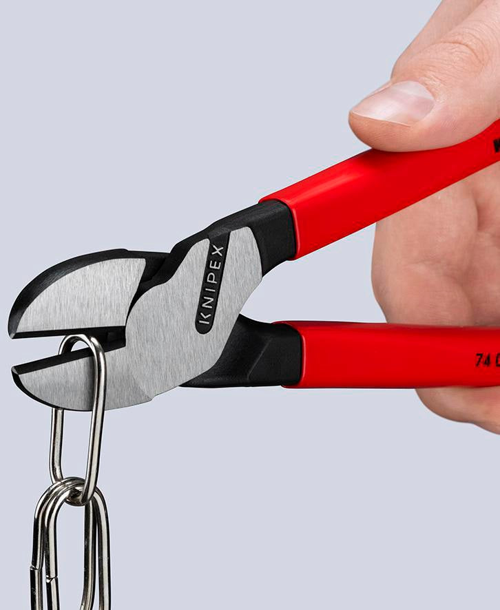 KNIPEX Kraftseitenschneider 140 mm poliert Form 0 – 20 % Kraftersparnis, Kunststoffüberzug
