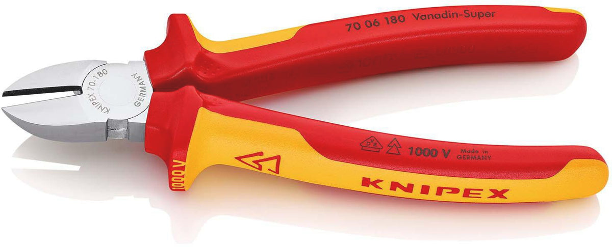 KNIPEX Seitenschneider VDE 160 mm – isoliert bis 1000 V, gehärtete Schneiden