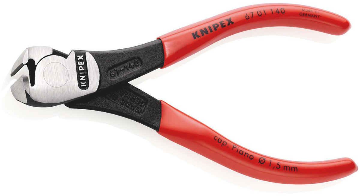 KNIPEX Kraftvornschneider 140 mm – Polierter Kopf, Kunststoffüberzug, Hohe Schneidleistung