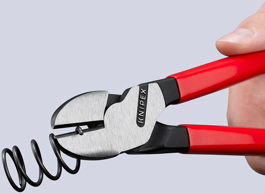 KNIPEX Kraftseitenschneider 140 mm poliert Form 0 – 20 % Kraftersparnis, Kunststoffüberzug
