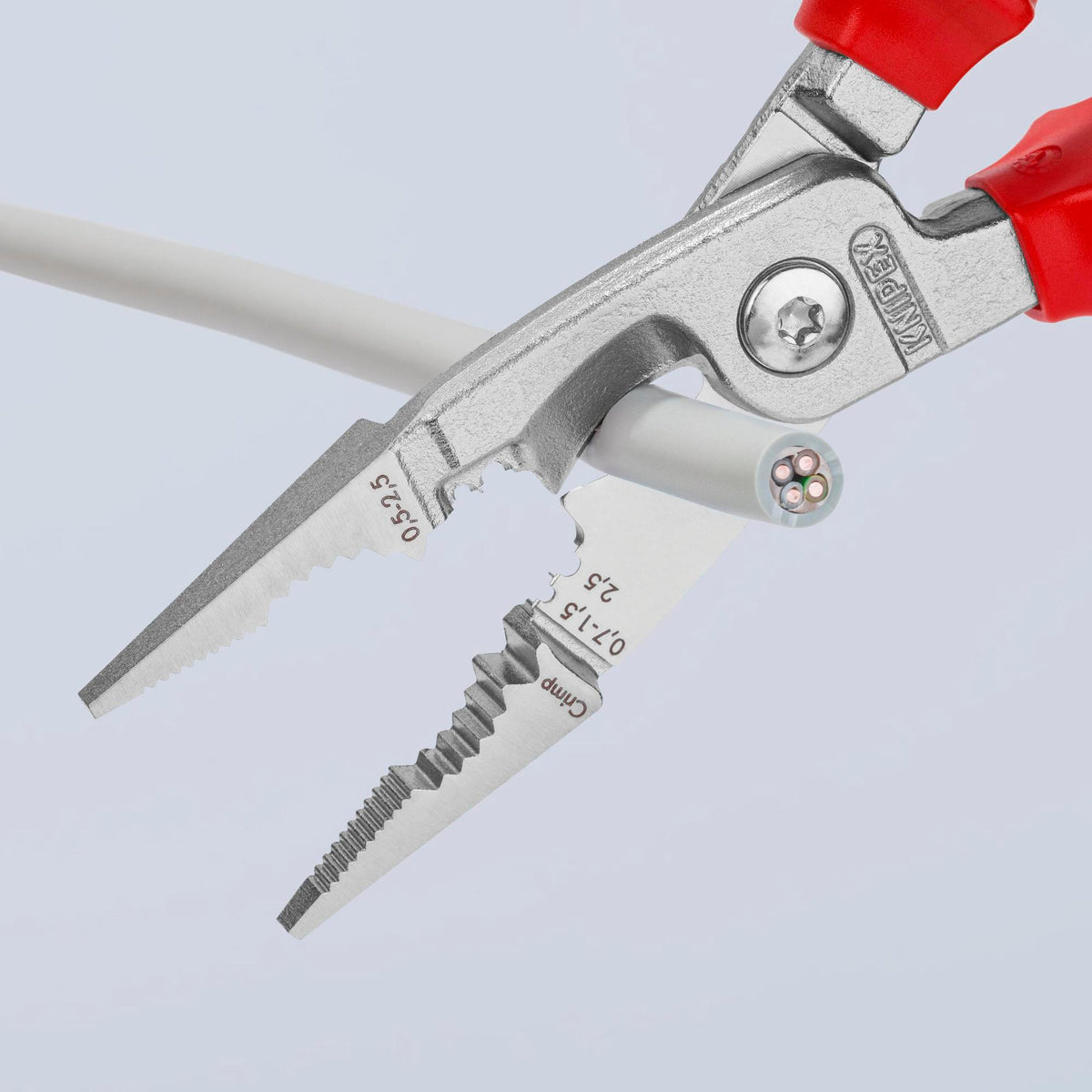 KNIPEX Elektroinstallationszange 200 mm VDE isoliert – Multifunktionszange mit Öse