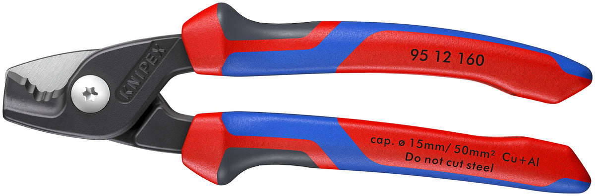 KNIPEX Kabelschere 160 mm mit Kunststoffüberzug – schneidet bis zu 40 % leichter