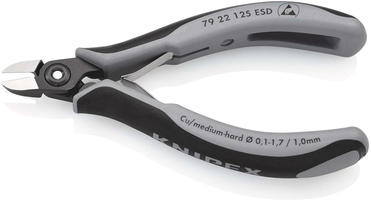 KNIPEX Präzisions-Elektronik-Seitenschneider 125 mm – ESD, induktiv gehärtete Schneiden, feinste Facette