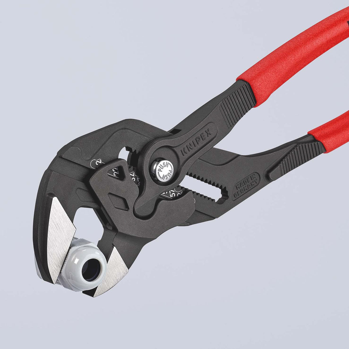 KNIPEX Zangenschlüssel 250 mm, Spannweite 52 mm, mit Kunststoffüberzug und Einstellskala