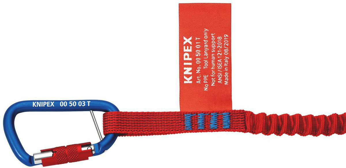 KNIPEX Materialkarabiner 81 mm mit Schraubverschluss blau beschichtet