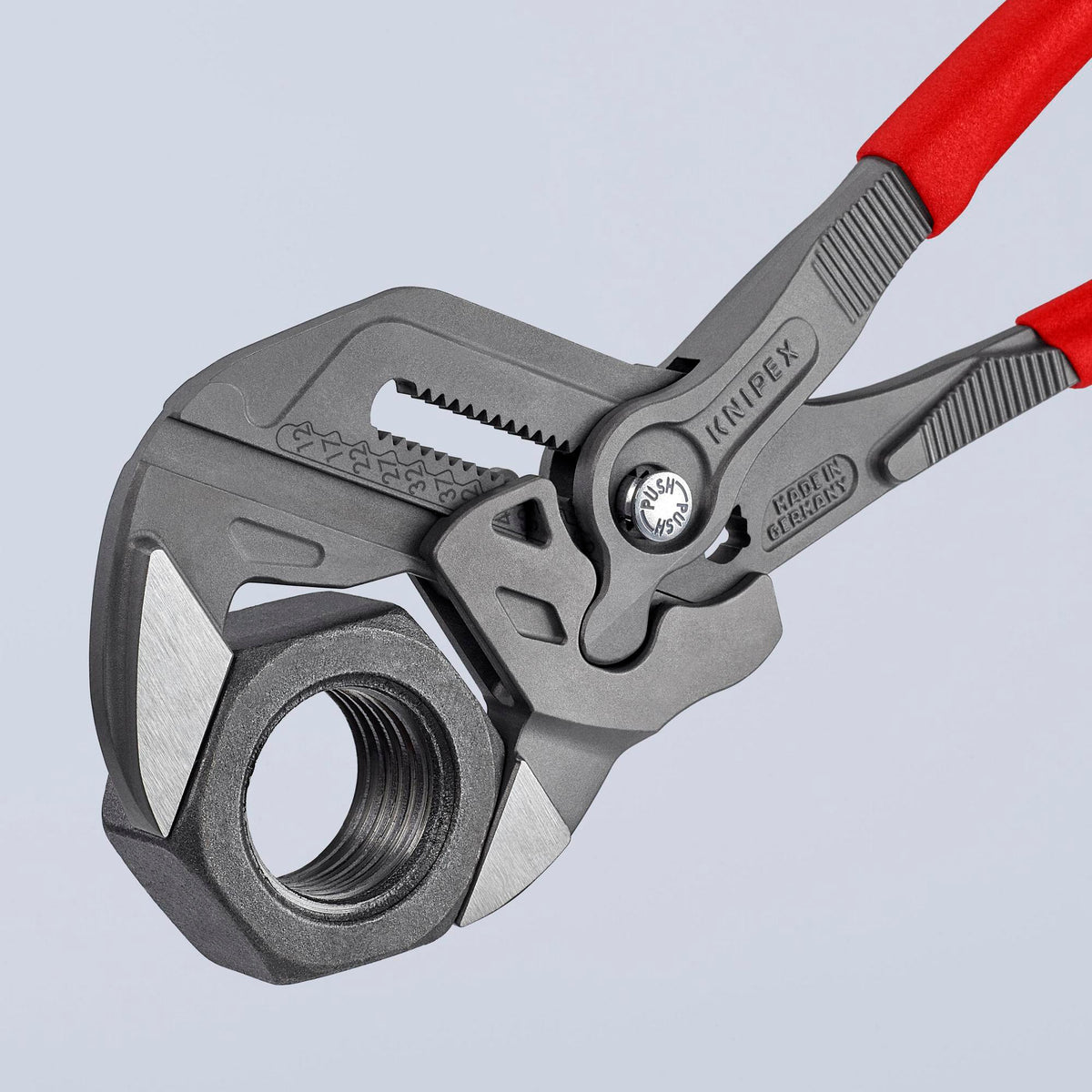 KNIPEX Zangenschlüssel 250 mm, Spannweite 52 mm, mit Kunststoffüberzug und Einstellskala