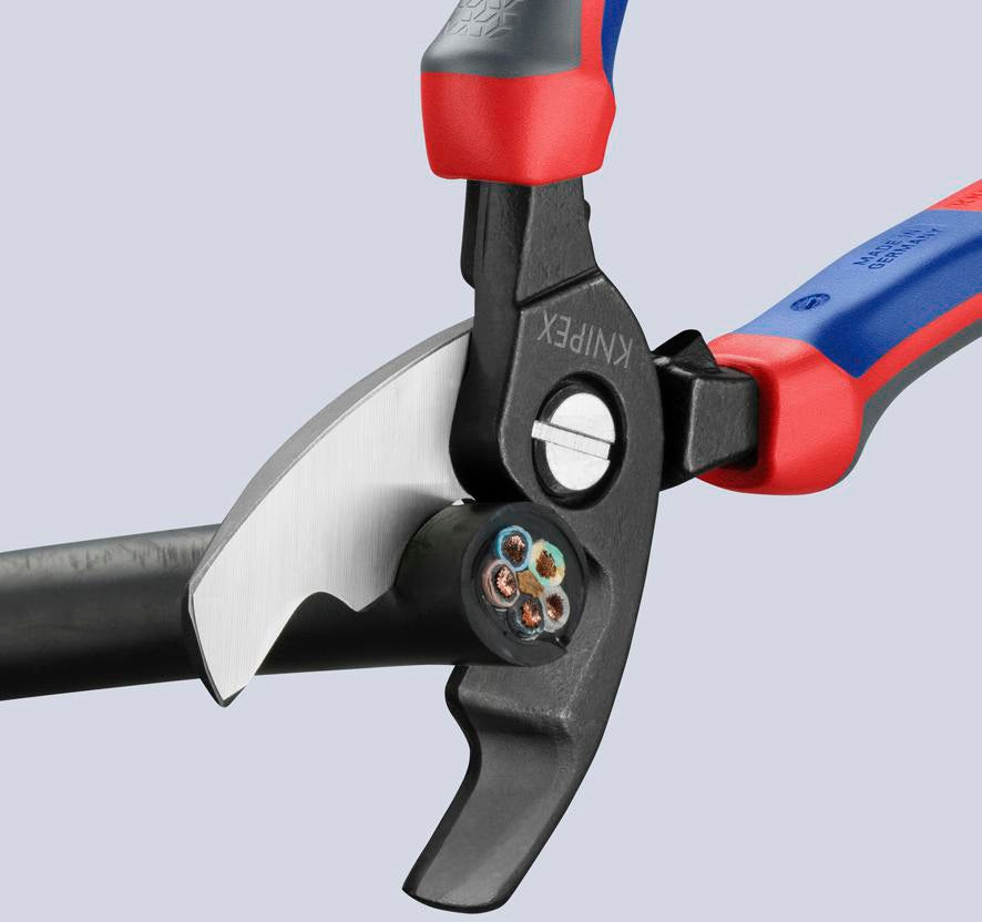 KNIPEX Kabelschere 200 mm Comfort-Griff – Doppelschneide für Kupfer- und Alukabel bis 20 mm Ø