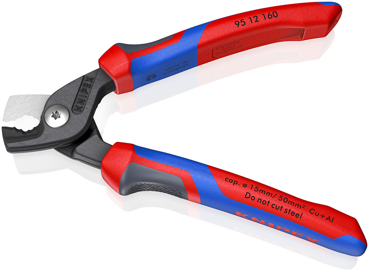 KNIPEX Kabelschere 160 mm mit Kunststoffüberzug – schneidet bis zu 40 % leichter