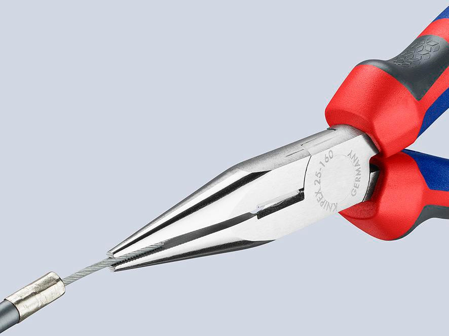 KNIPEX Flachrundzange 140 mm mit Schneide – Radiozange, verchromt, Mehrkomponenten-Hüllen