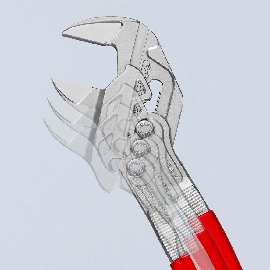 KNIPEX Zangenschlüssel 400 mm – Spannweite 85 mm, verchromt, mit Kunststoffüberzug