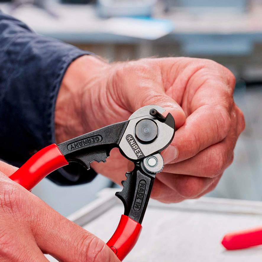 KNIPEX Drahtseilschere 190 mm – für harte Drahtseile, Kabel und Rundstahl, poliert