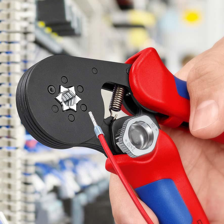 KNIPEX Aderendhülsenzange 180 mm selbsteinstellend 0,08–16 mm² – brünierter Kopf, Mehrkomponenten-Hüllen
