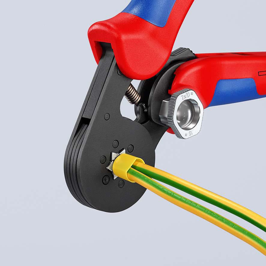 KNIPEX Aderendhülsenzange 180 mm selbsteinstellend 0,08–16 mm² – brünierter Kopf, Mehrkomponenten-Hüllen