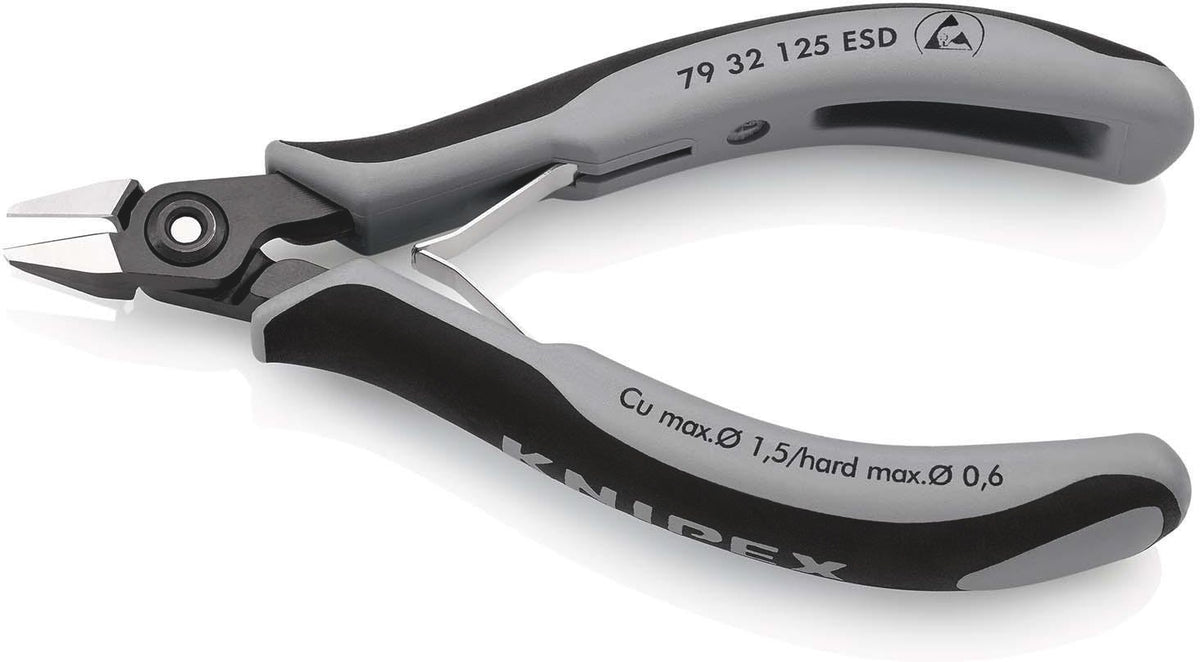 KNIPEX Präzisions-Elektronik-Seitenschneider 125 mm – ESD, induktiv gehärtete Schneiden, feinste Facette