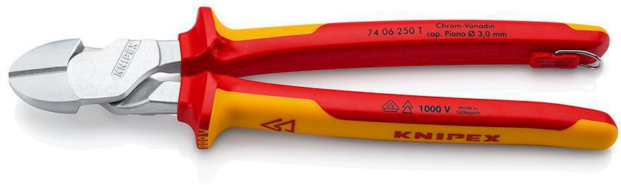 KNIPEX Kraftseitenschneider VDE 250 mm – 20 % Kraftersparnis, isoliert bis 1000 V