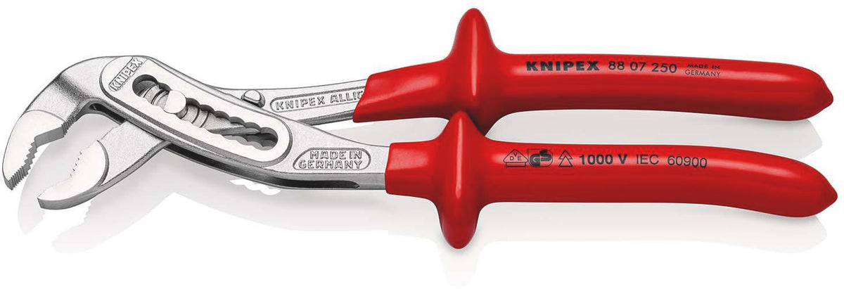 KNIPEX Wasserpumpenzange Alligator® 250 mm VDE-isoliert bis 1000 V, verchromt, 9-fach verstellbar