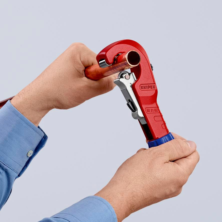 KNIPEX Rohrabschneider TubiX® 6-35 mm – QuickLock-Einhandschnellfixierung für Kupfer, Messing, Edelstahl