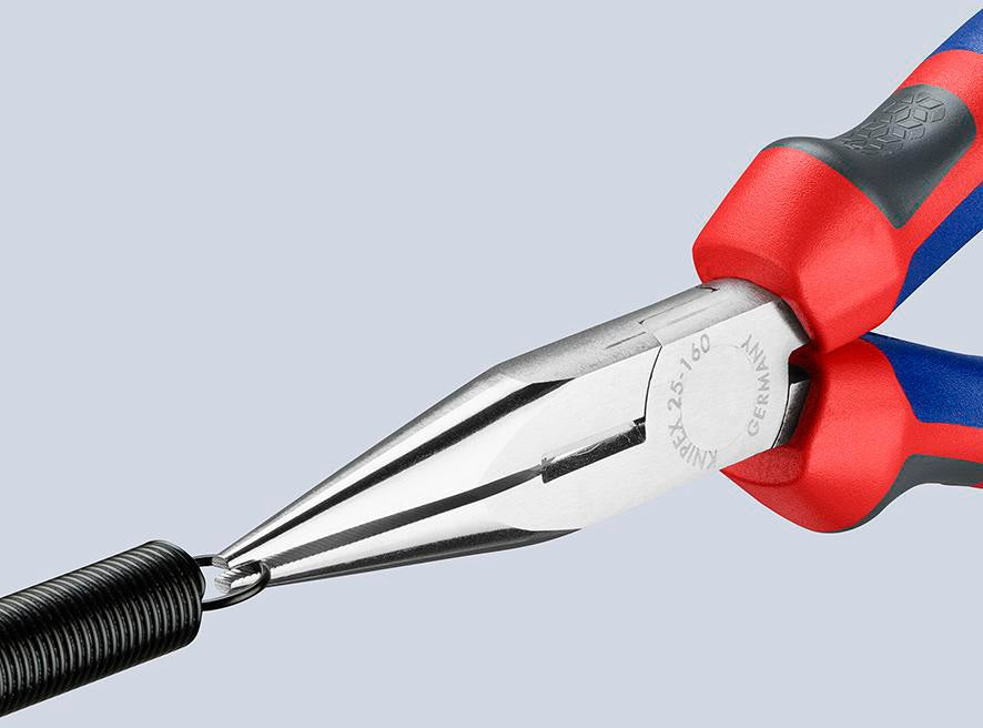 KNIPEX Flachrundzange 140 mm mit Schneide – Radiozange, verchromt, Mehrkomponenten-Hüllen
