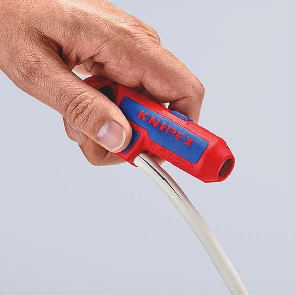 KNIPEX ErgoStrip® Universal-Abmantelungswerkzeug 130 mm für Rund-, Feuchtraum- und Datenkabel