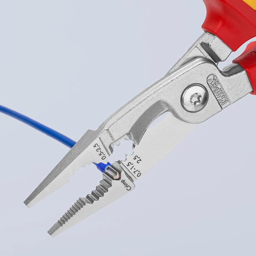 KNIPEX Elektroinstallationszange 200 mm VDE isoliert – Multifunktionszange mit Öse