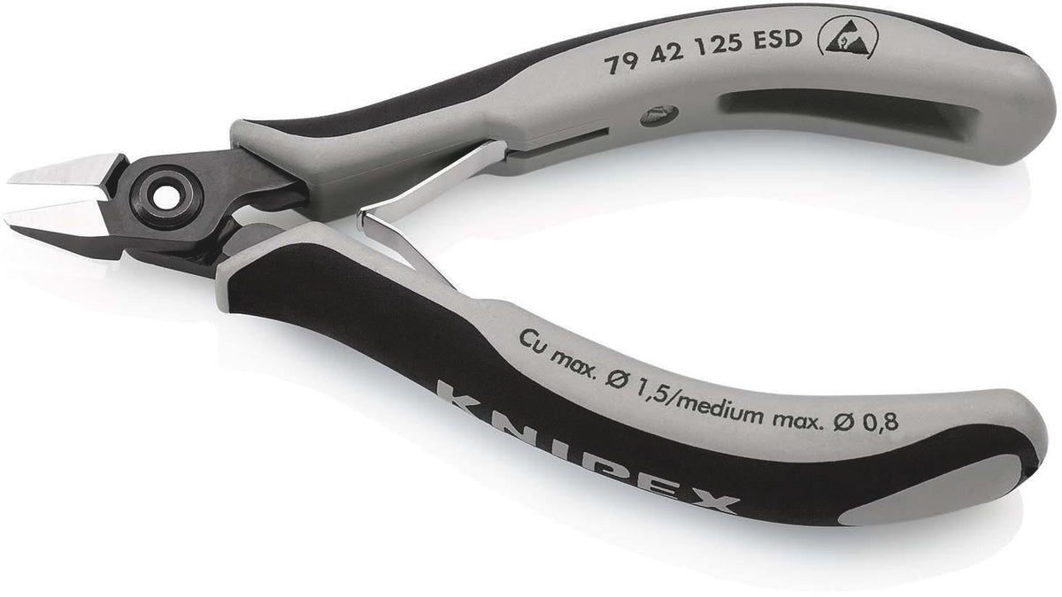 KNIPEX Präzisions-Elektronik-Seitenschneider 125 mm – ESD, induktiv gehärtete Schneiden, feinste Facette